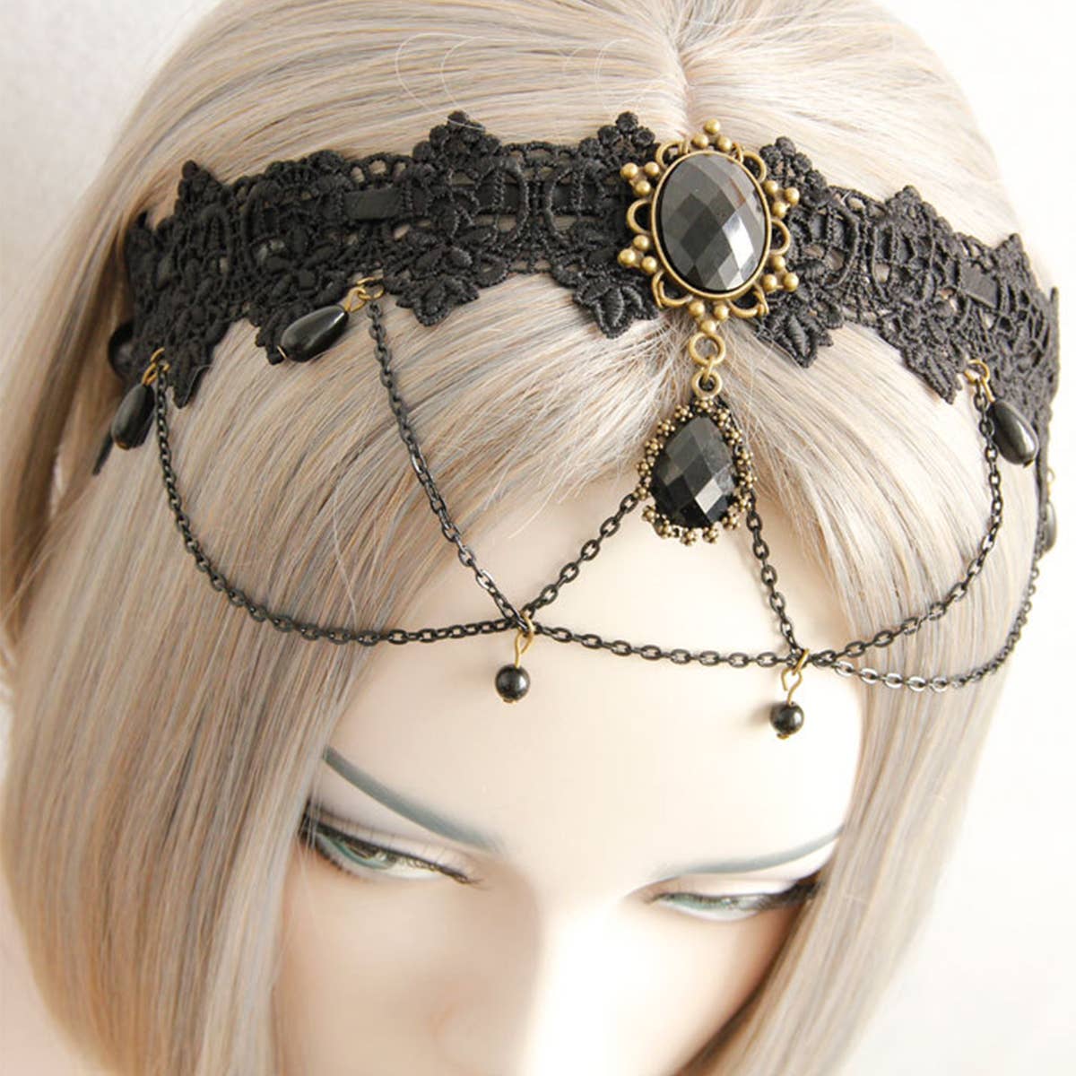 HALLOWEEN GOTHIC BRIDE LACE CREATIVE HAIR HOOP_CWMM0153