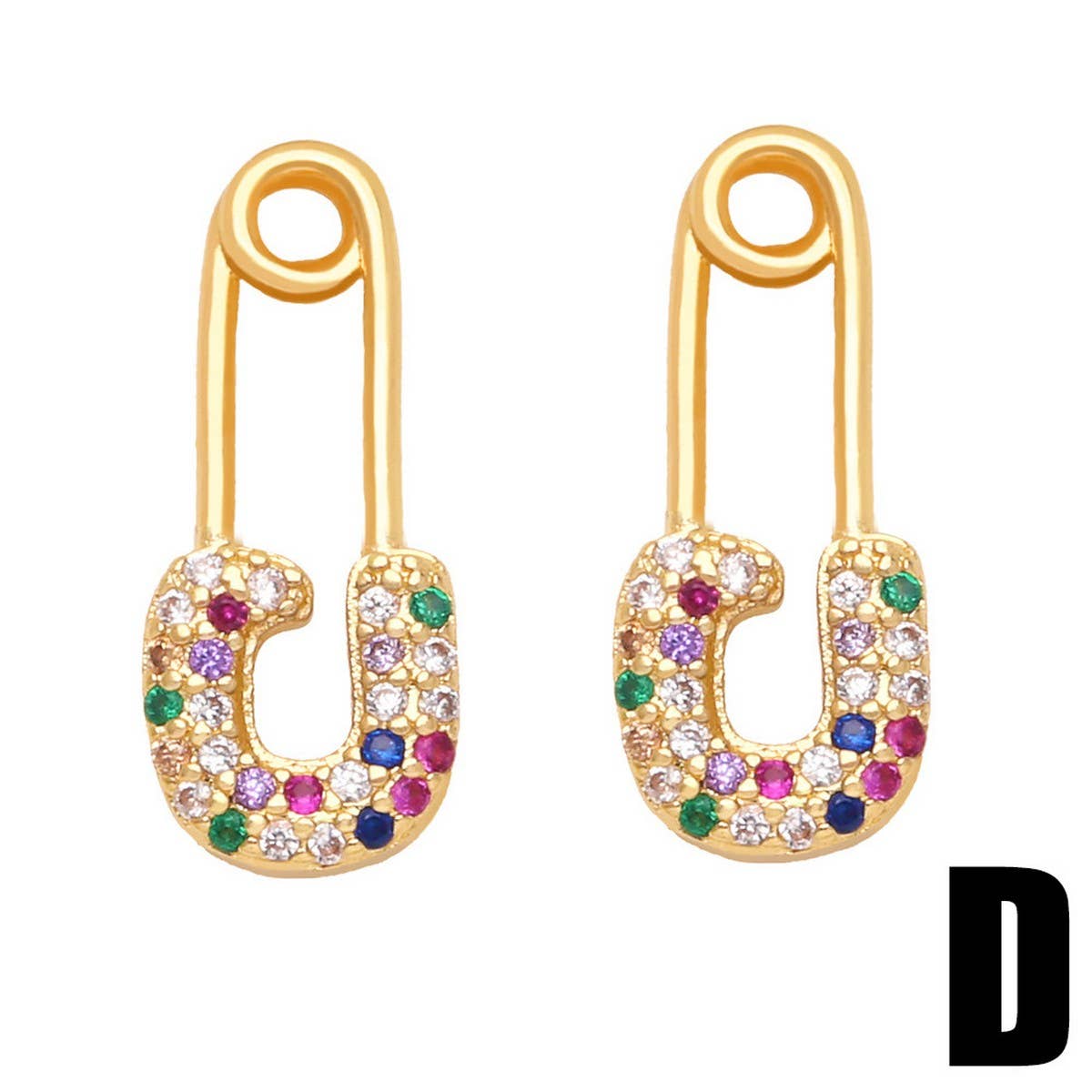 SET WITH COLORED ZIRCON PAPER CLIP EARRINGS_CWAJE1045