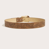 Western Style Horseshoe Print Camel Belt_Cwabe0447