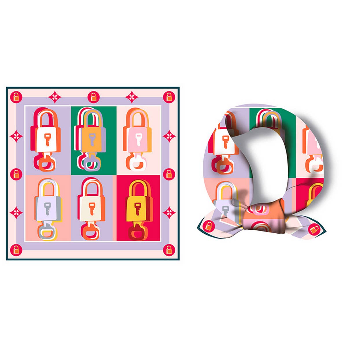 New Color Block Printed Square Scarf_Cwasc0664