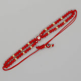 METAL COPPER BEAD RED FORTUNE BRAIDED BRACELET_CWMM3853