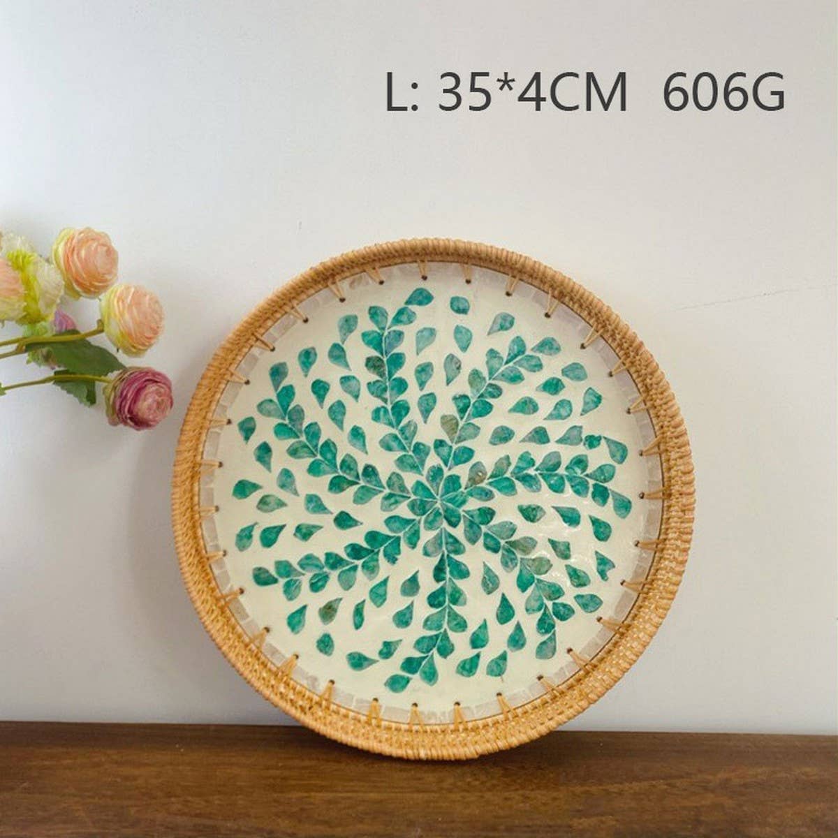 RATTAN FRUIT PLATE TEA ROOM SHELLBASKET ROUND PLATE_CWMM4495