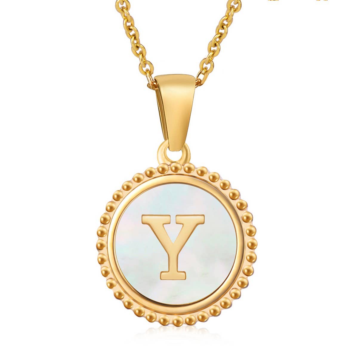 18K GOLD STAINLESS STEEL SHELL LETTER NECKLACE_CWAJE0686