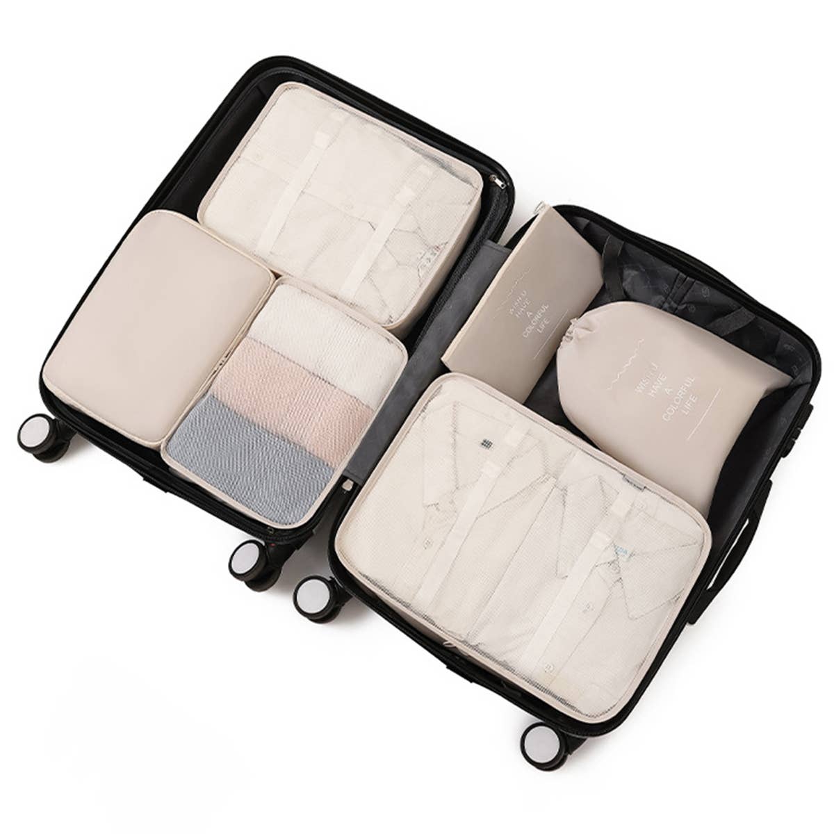 6 7 PIECE WATERPROOF TRAVEL PACKING CUBE SET_CWAB0542