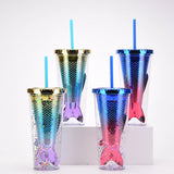 DOUBLE LAYER GRADIENT MERMAID TAIL WATER CUP_CWMM0985