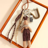 PLUSH RABBIT WITH SCARF COFFEE BEAN KEYCHAIN_CWMM7752