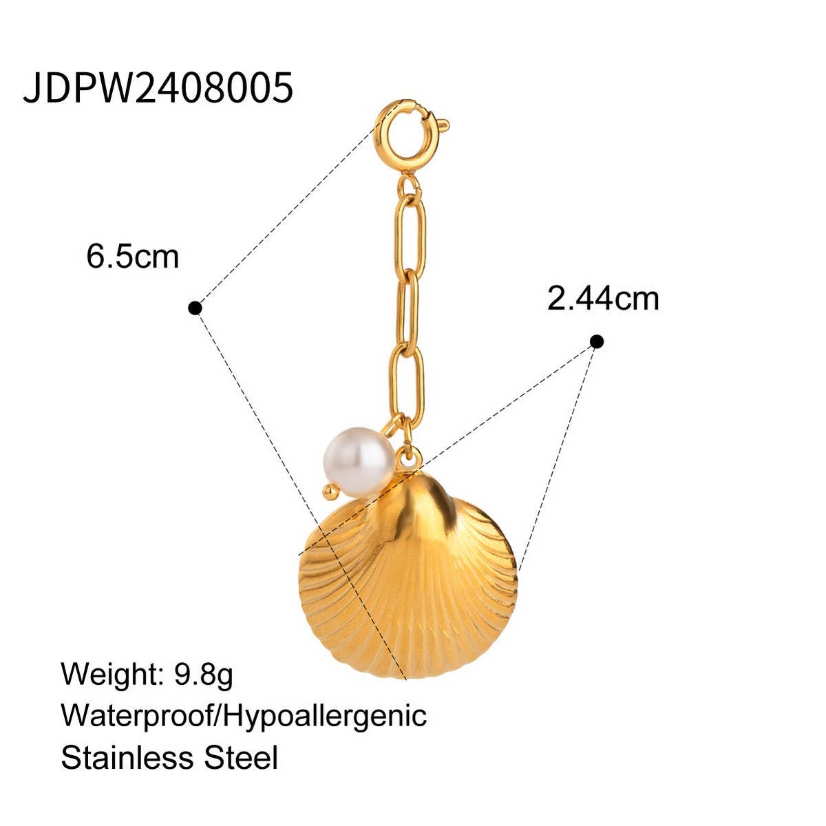 BIKINI BUCKLE STAINLESS STEEL SHELL PENDANT_CWMM4685