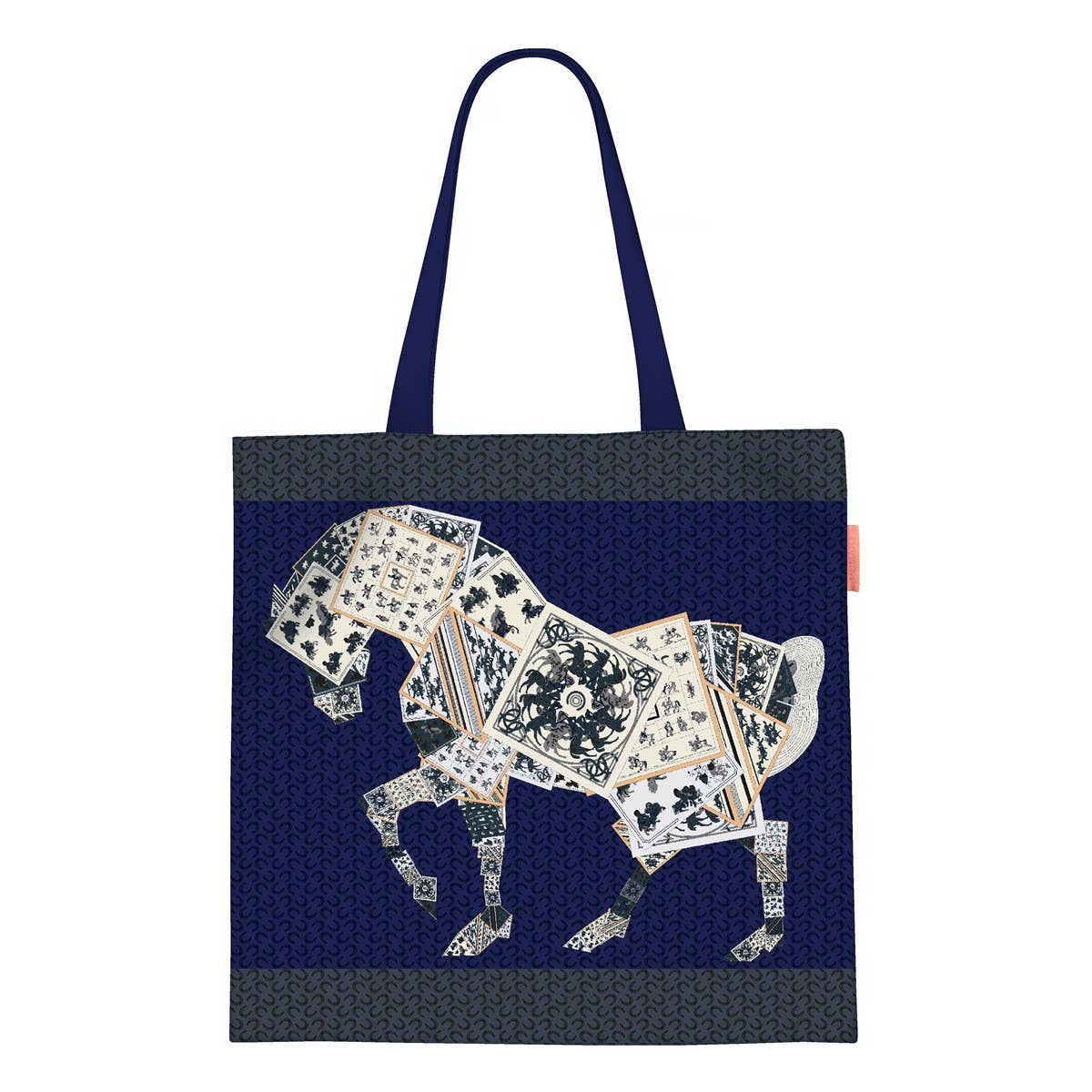 LARGE CANVAS TOTE WITH HORSE POKER DESIGN_CWAB5134