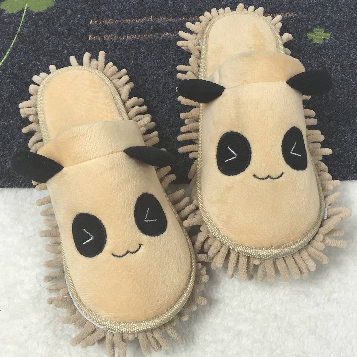 Washable Little Bear Pattern Mop Slippers