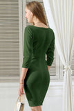 Women Solid Color Back Split Dress_Cwdmd788