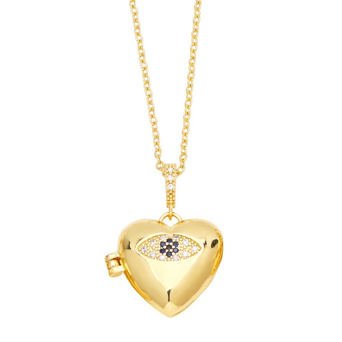GOLD HEART SHAPED PENDANT NECKLACE_CWAJE0918