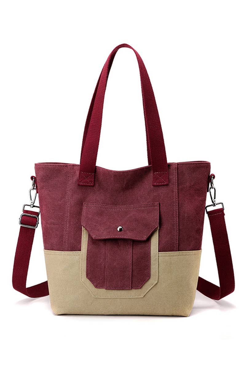 Big Pocket Canvas Cross Body Shopper Bag_Cuab0098