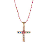 COLORFUL ZIRCON CROSS PENDANT NECKLACE VERSATILE_CWMM6961