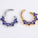 Zircon Amethyst Nose Hoop Ring Closed Style_Cwmm9508