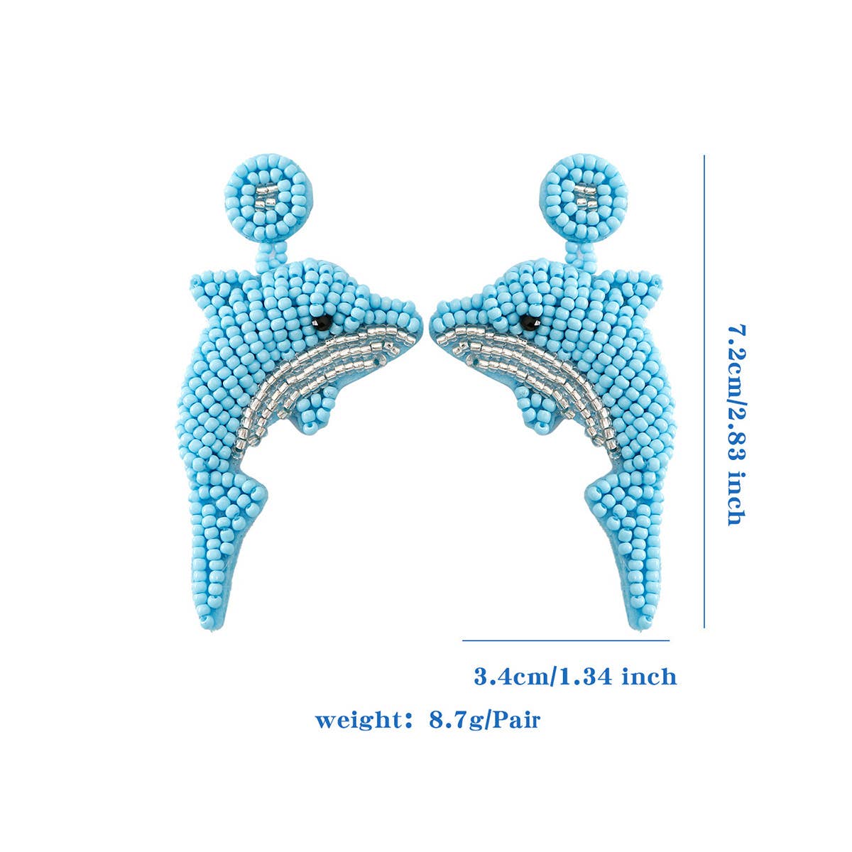 CUTE CARTOON DOLPHIN STARFISH RICE BEAD EARRINGS_CWAJE1647