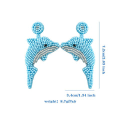 CUTE CARTOON DOLPHIN STARFISH RICE BEAD EARRINGS_CWAJE1647