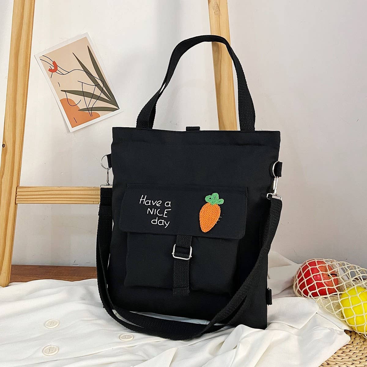 MULTI POCKET CANVAS BACKPACK TOTE BAG_CWAB1702