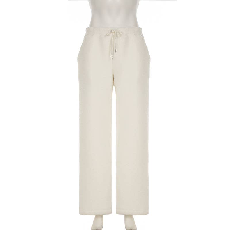 Stylish Warm Lamb Wool Lace-Up Pants