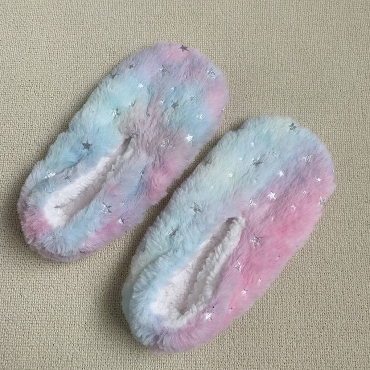 Warm Tie-Dye Star Indoor Soft Bottom Sock Slippers_Cwms1184