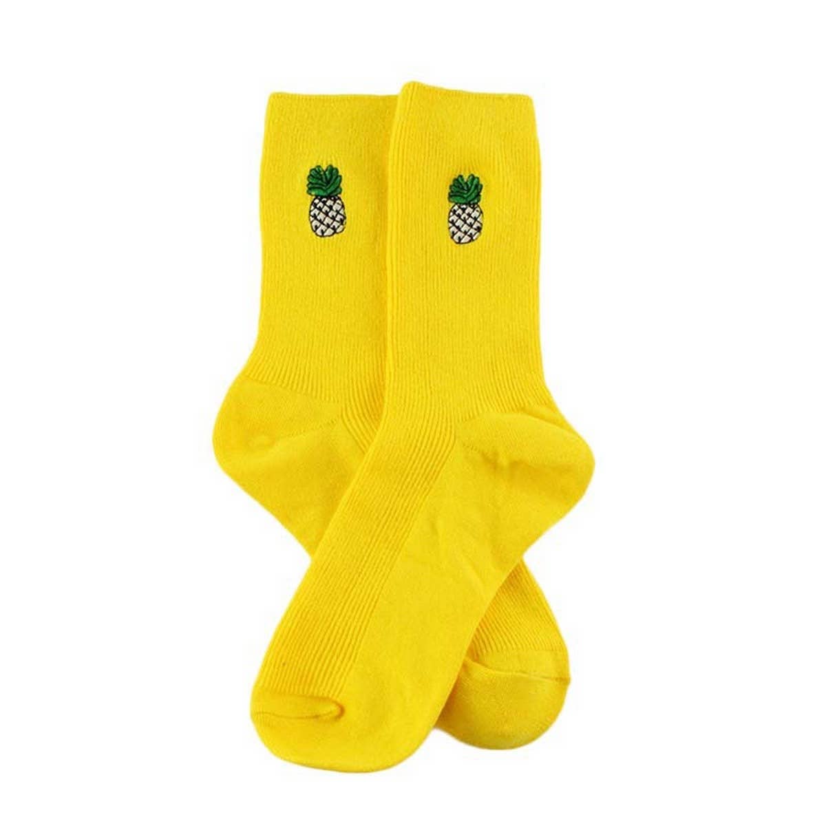 FRUIT EMBROIDERY PATTERN STOCKINGS CREW SOCKS_CWAH1116