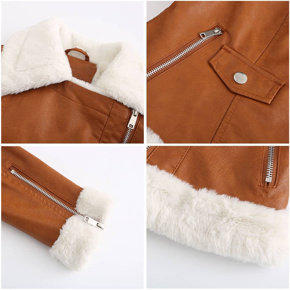 Warm Long Sleeve Lapel And Fleece Coat