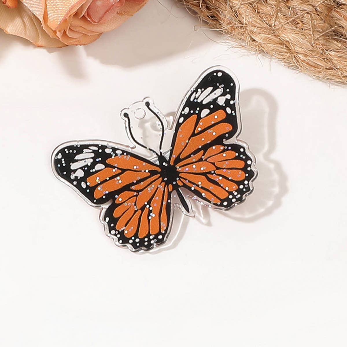 SILVER DOT IMITATION BUTTERFLY CUTE HAIRPIN_CWAHA1632