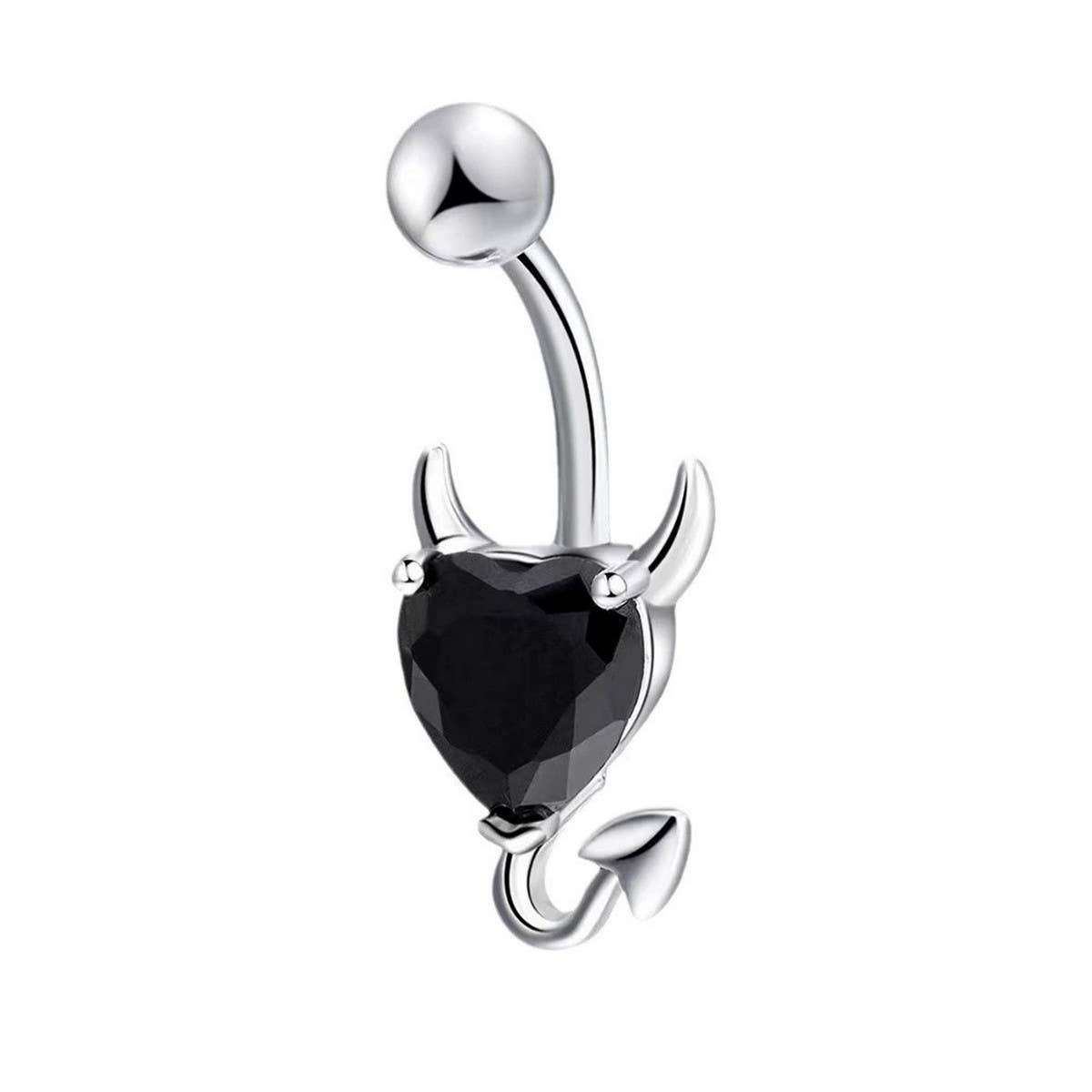 DEVIL HEART ZIRCON BELLY BUTTON PIERCING RING_CWMM9229