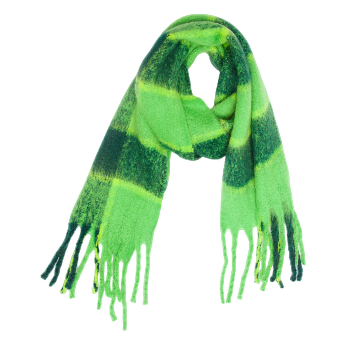 PLAID PATTERN FRINGE TRIM WINTER SCARF_CWASC2691