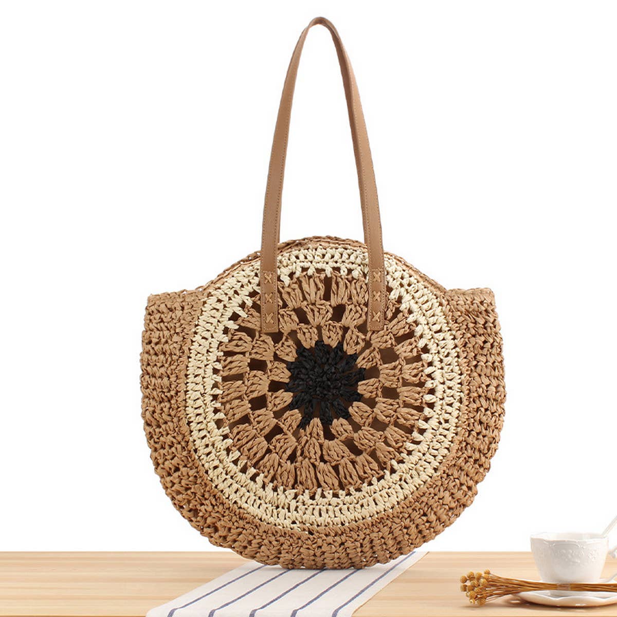 SIMPLE ROUND SHOULDER STRAW BAG_CWAB2016