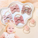 DOUBLE BOW HAIR CLIPS SET WITH PEARLS FOR GIRLS_CWAHA6736