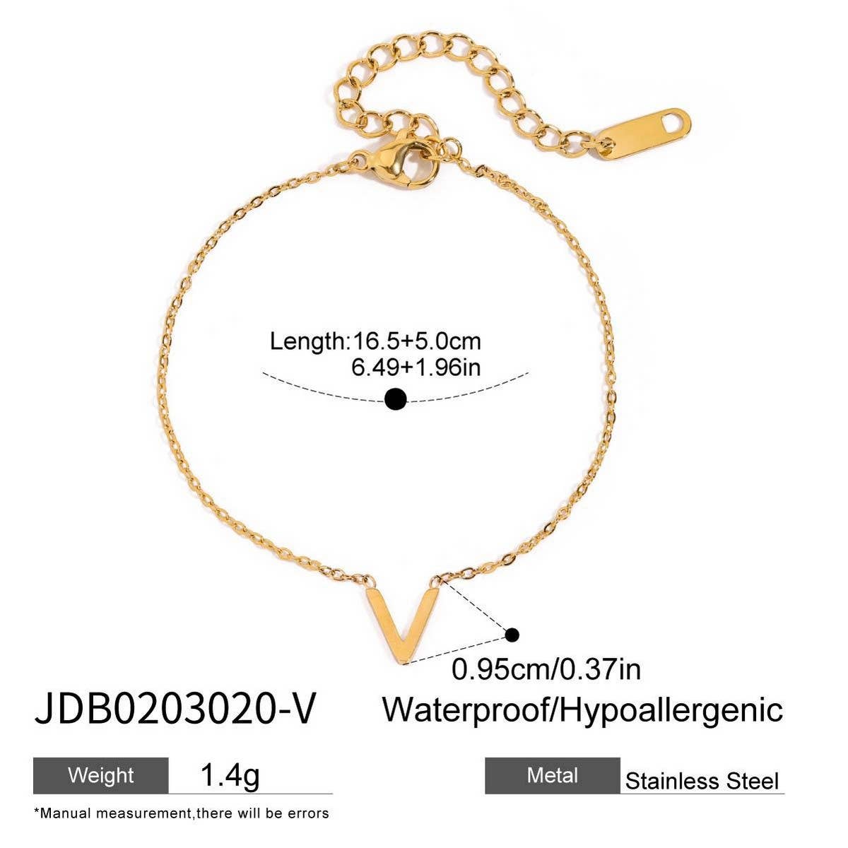 18K GOLD TITANIUM LETTER NECKLACE BRACELET SET_CWAJE4743