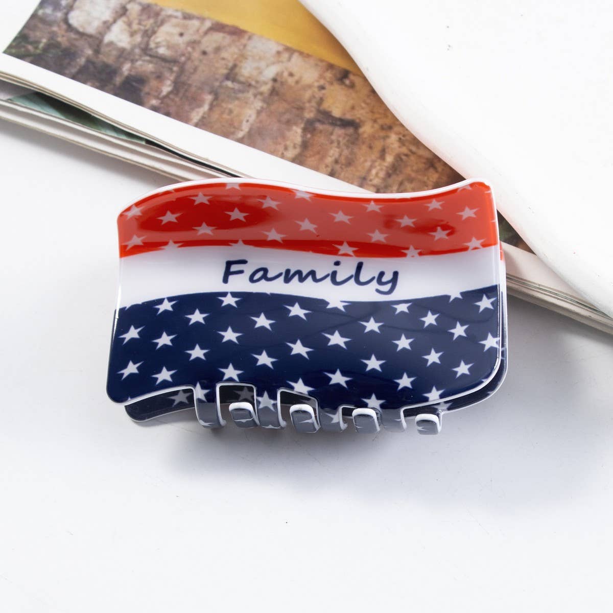 Usa Flag Hair Claw, Creative Patriotic Back Clip_Cwaha1265