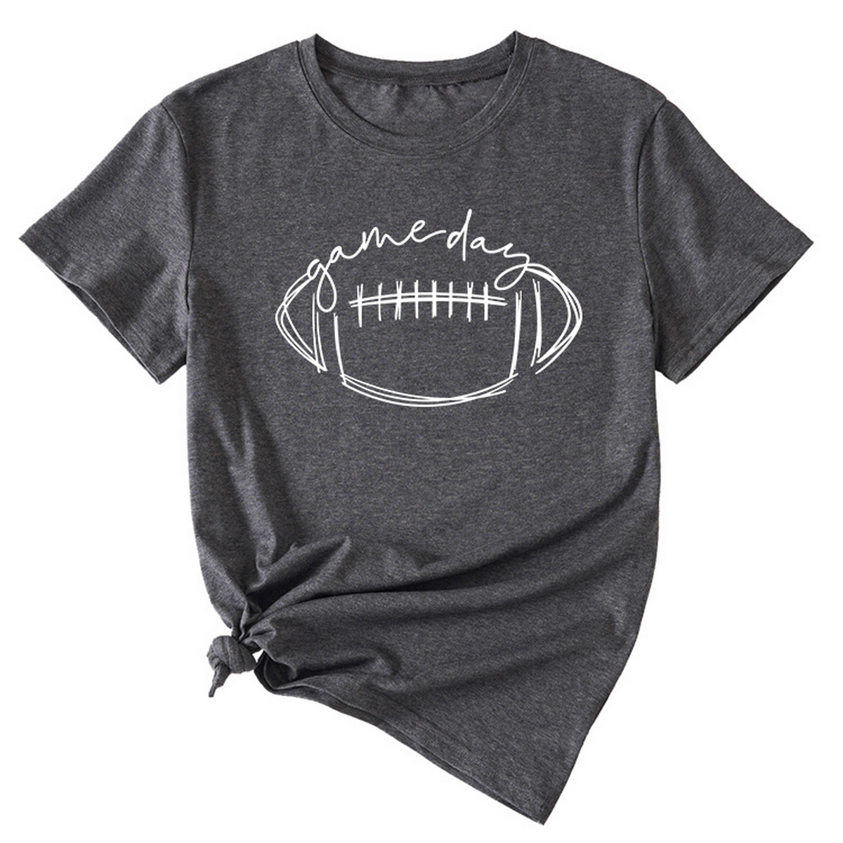 Wome Casual Tee With Fun Football Print_Cwdsd8368