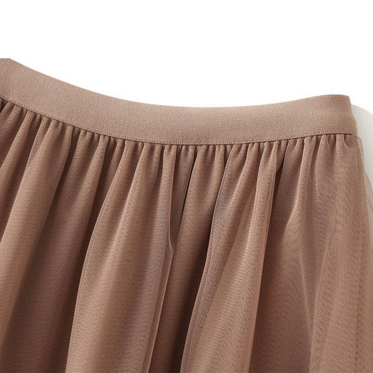 FASHION FLOWY TULLE TIERED DANCE MIDI SKIRT_CWBMS0387