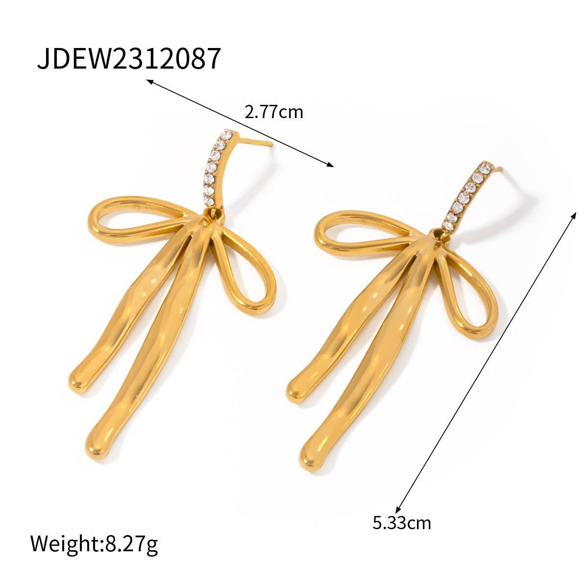 PERSONALITY FASHION 1 STEEL BOW PENDANT EARRINGS_CWAJE1880