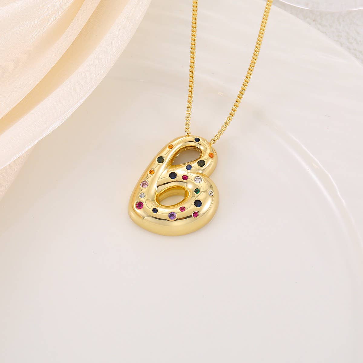 CREATIVE GLOSSY COLORFUL LETTER PENDANT NECKLACE_CWMM5877
