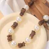 RETRO FASHION BROWN SQUARE COCONUT SHELL NECKLACE_CWAJE1578