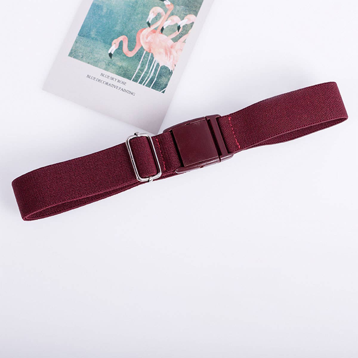 SOLID COLOR PLASTIC BUCKLE ELASTIC BELT_CWABE0681