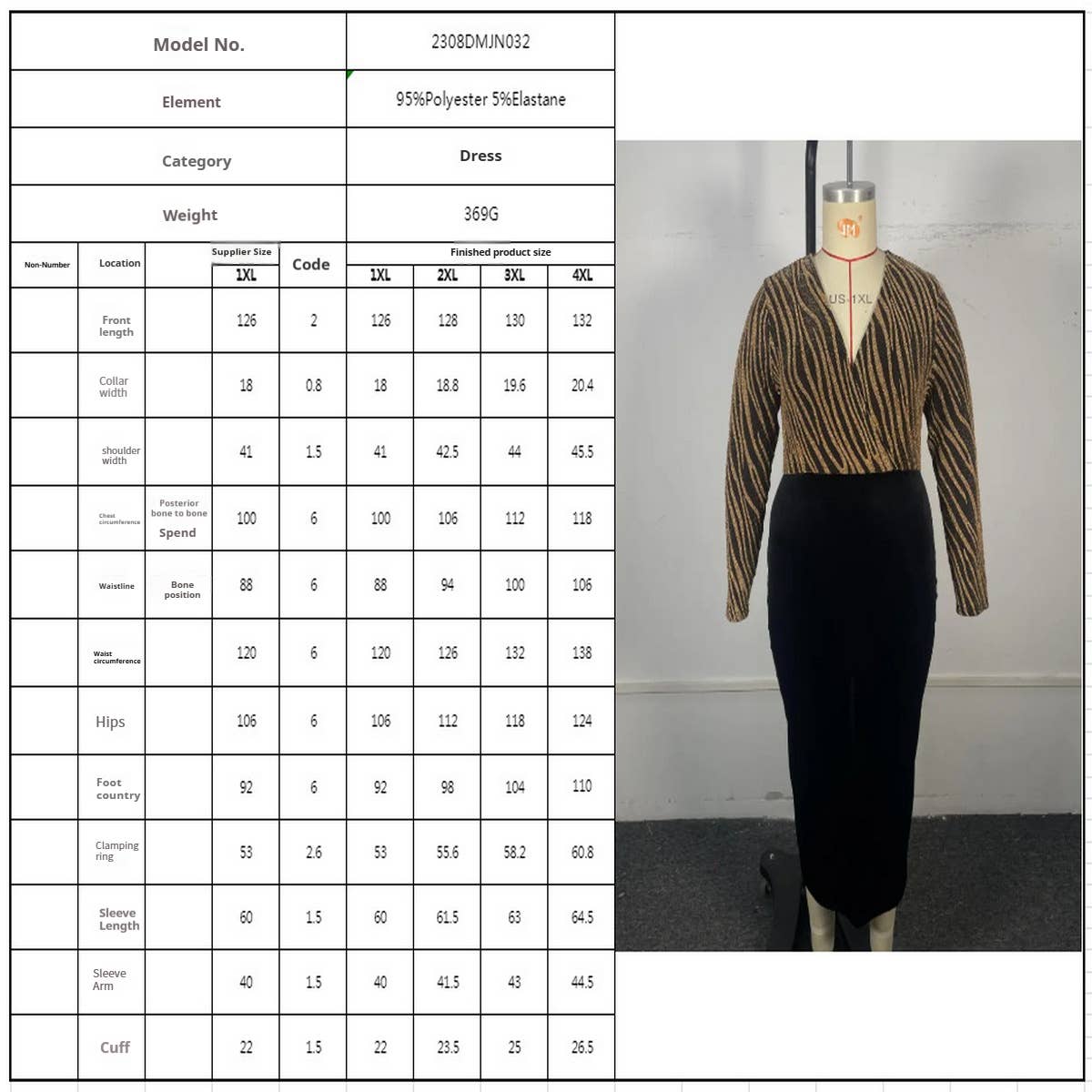 LONG SLEEVE BODYCON DRESS DEEP V PATCHWORK_CWDMD5967