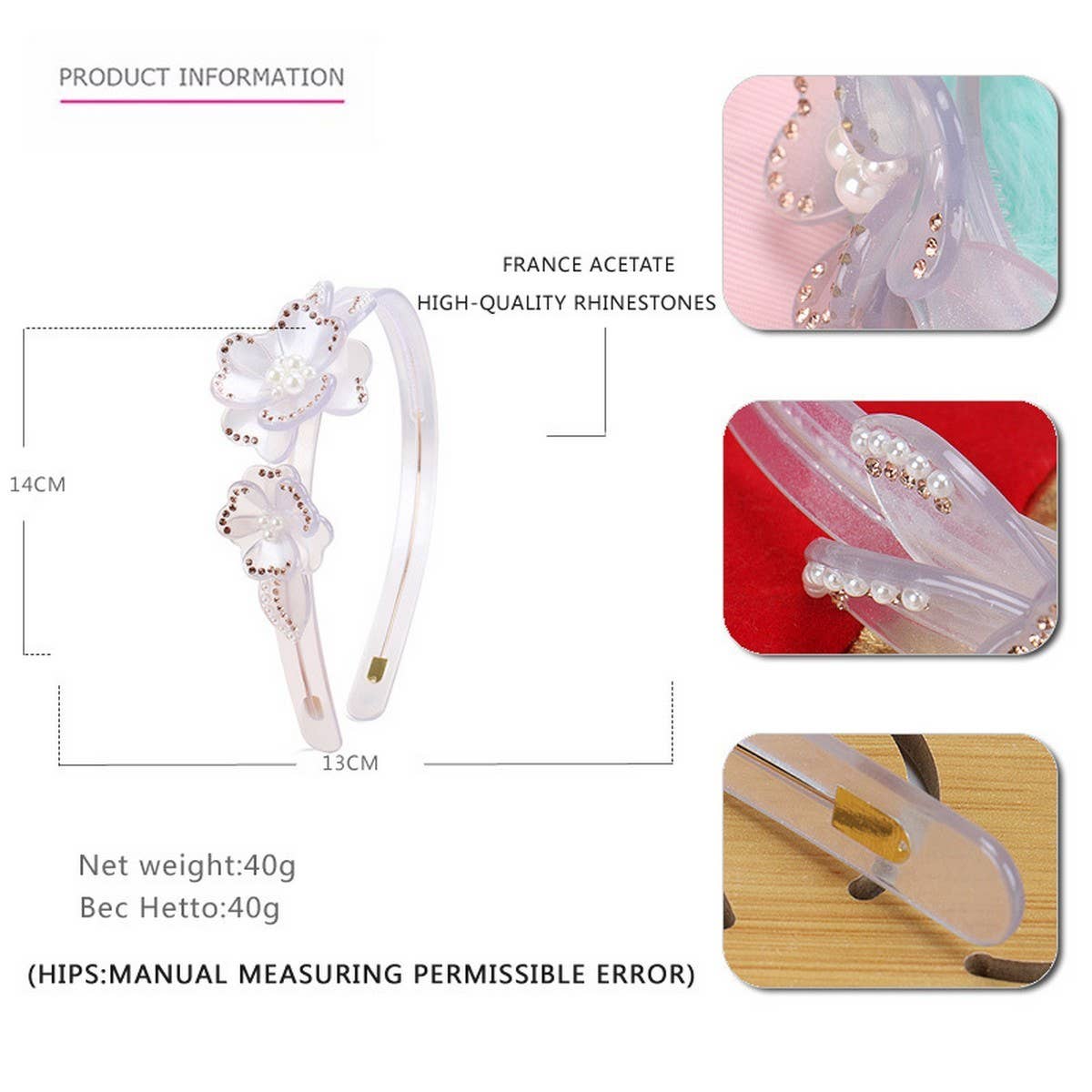 SWEET RHINESTONE FLOWER HEADBAND WIDE BRIMHEADBAND_CWAHA4389