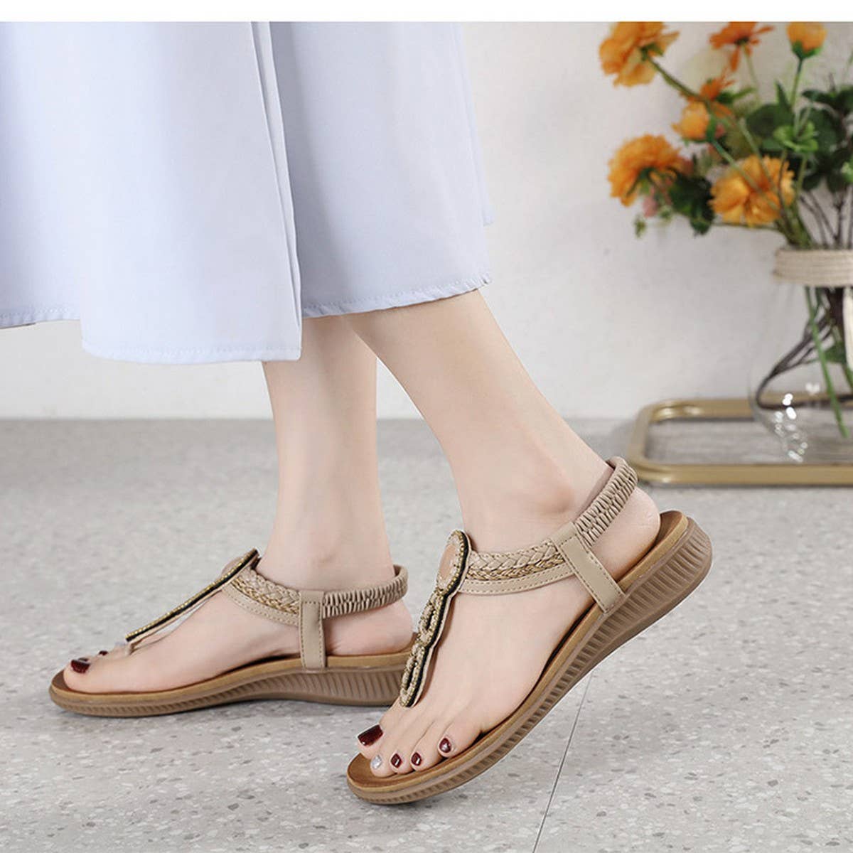Womens Bohemian Sandals Round Toe Flats_Cwshs00240
