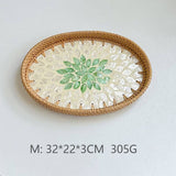 RATTAN OVAL FRUIT TEA SHELL TRAY STORAGE BASKET_CWMM4497