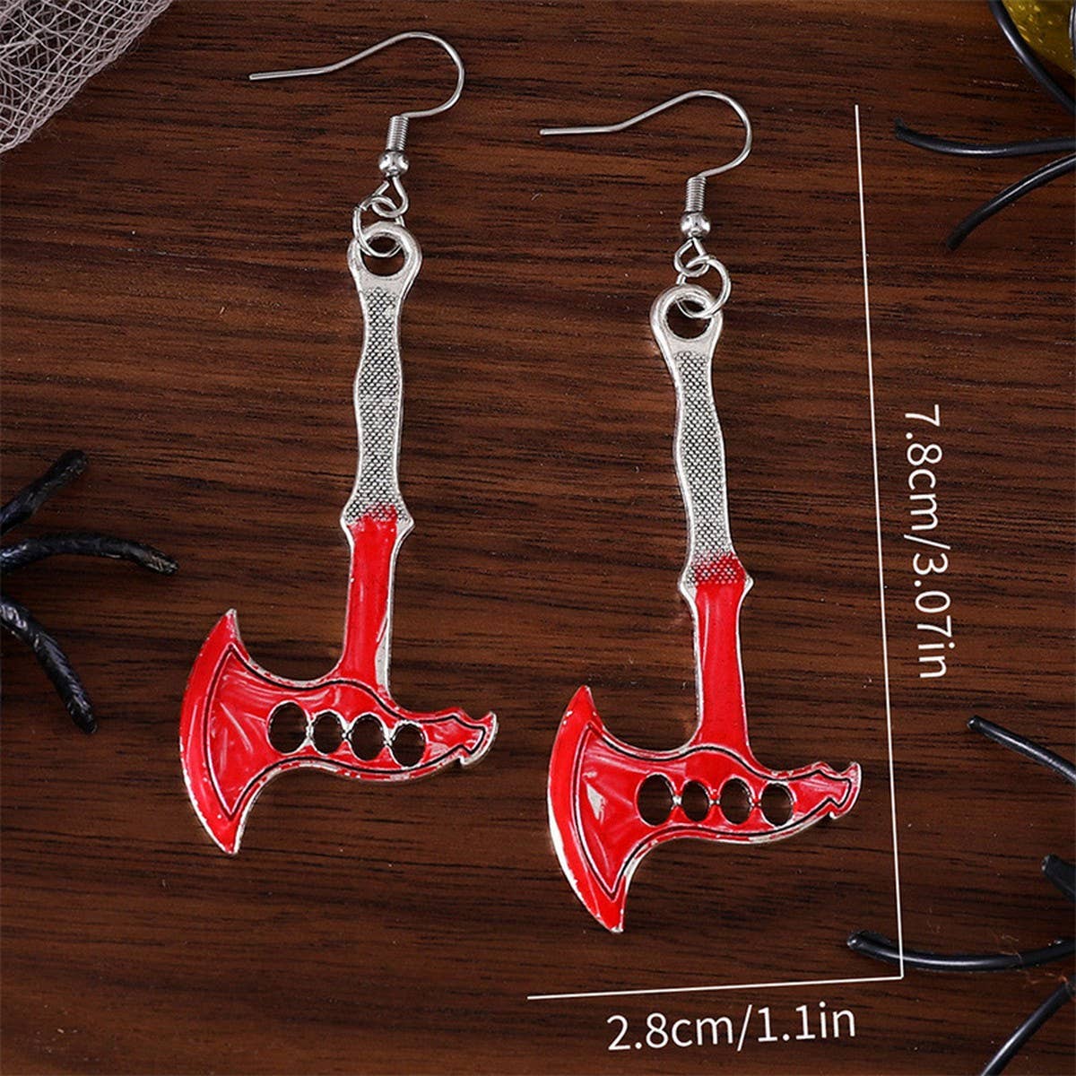 HALLOWEEN BLOODY HORROR SCISSORS AXE EARRINGS_CWAJE1972