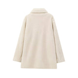 Solid-Color Lapel Woolen Overcoat Coat