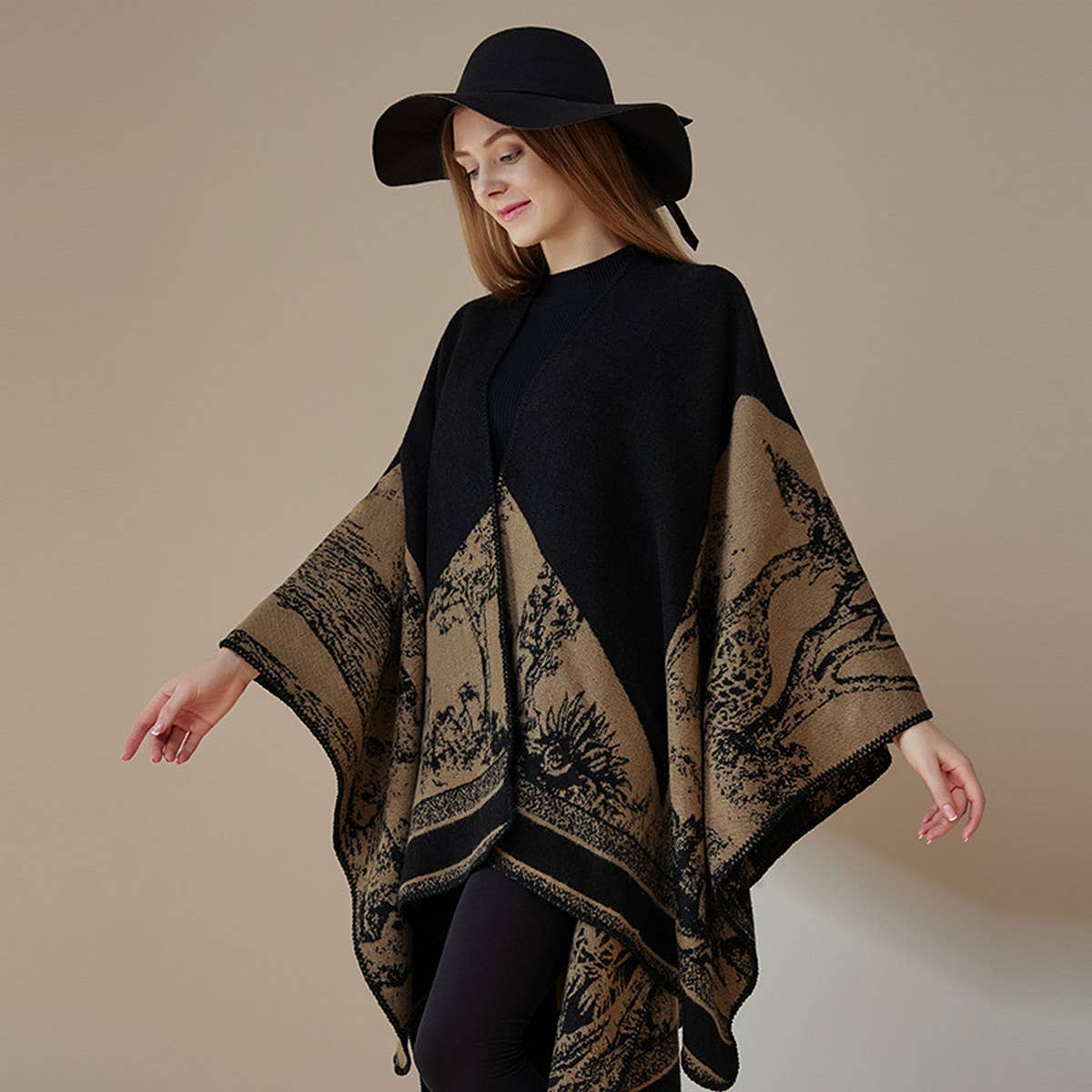 CAPE DARK DOUBLE SIDED WARM OUTER WEAR THICK SHAWL_CWASC2118