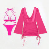 Women Mesh Blouse Swimsuit Three Piece Set_Cwmw0316