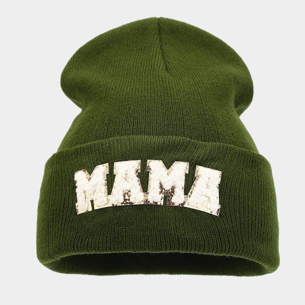 MAMA KNITTED HAT WITH EMBROIDERED LETTERS ON TOWEL_CWAH2080