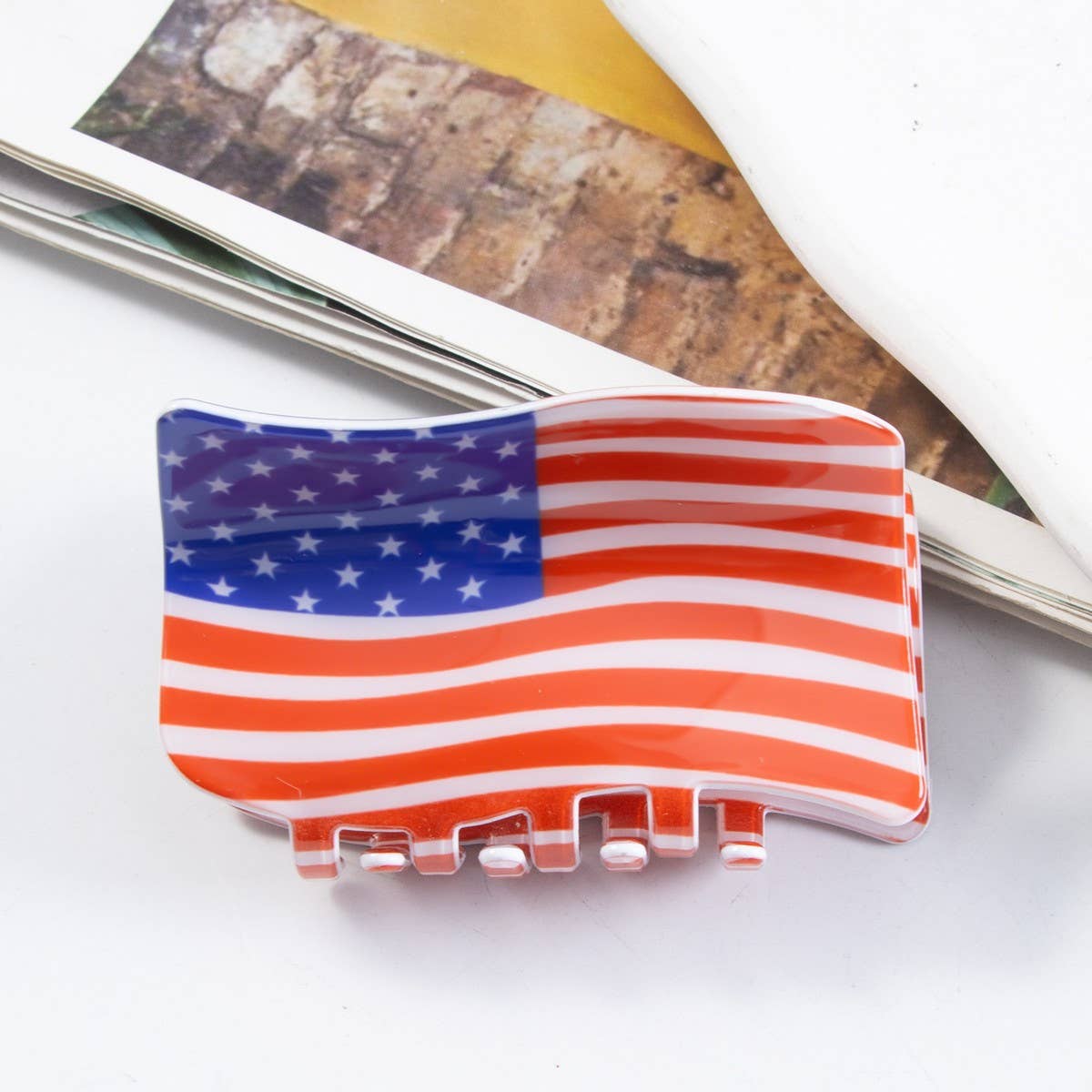 Usa Flag Hair Claw, Creative Patriotic Back Clip_Cwaha1265