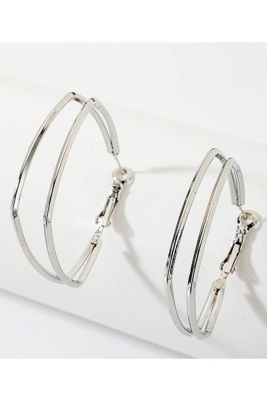 DOUBLE SQUARE RING SIMPLE EARRINGS_CWAJE147