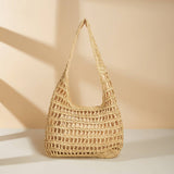 FASHIONABLE HOLLOW SOLID COLOR STRAW BAG_CWAB1981